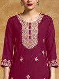 Varanga Women Floral Motif Thread Embroidered  Yoke with All over Buta Kurta