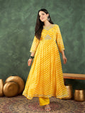Varanga leheriya-printed Anarkali kurta with subtle zari detailing