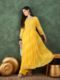 Varanga leheriya-printed Anarkali kurta with subtle zari detailing