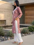 Varanga The Lucknowi Muse Tunic in Dusty Rose Kurta