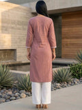 Varanga The Lucknowi Muse Tunic in Dusty Rose Kurta