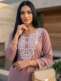 Varanga The Lucknowi Muse Tunic in Dusty Rose Kurta
