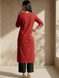 Varanga The Urban Ethnic: Geometric Embroidered Crimson Kurta
