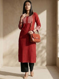 Varanga The Urban Ethnic: Geometric Embroidered Crimson Kurta