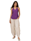 Women's Purple Sleeveless Short Kurti with Back Dori Detailing