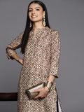 Varanga Beige Colour Printed Kurta With Lace Embellishment