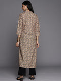 Varanga Beige Colour Printed Kurta With Lace Embellishment