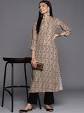 Varanga Beige Colour Printed Kurta With Lace Embellishment