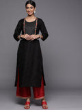 Varanga Black embroidered kurta with round neck