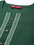 varanga green embroidered kurta with round neck