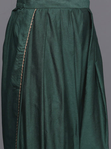 KSUT Women Green Pure Muslin Sequins And Beads Embellished Kaftan Kurta Apired With Dhoti Pants