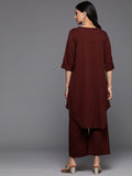 Varanga Women Maroon V Neck Kurta Set