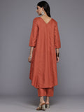 Varanga Women Orange Solid A-Line Kurta Paired With Tonal Bottom