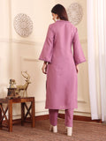 Varanga Women Purple Fringed V Neck Kurta Set