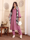 Varanga Women Purple Fringed V Neck Kurta Set