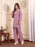 Varanga Women Long Puff Sleeve Velvet Kurta With Trouser .