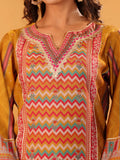 Varanga Women Mustard Ethnic Printed Straight Kurta With Trousers