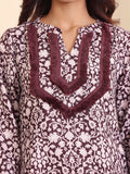 Varanga Women Coffee Brown Printed Winter Straight Kurta With Printed Bottom.