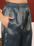 Varanga Women Asymetric Velvet Kurta Paired With Brocade Bottom