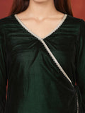 Varanga Women Lace Detailed Velvet Angrakha Kurta Paired With Brocade Bottom