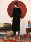 Varanga Women Lace Detailed Velvet Angrakha Kurta Paired With Brocade Bottom