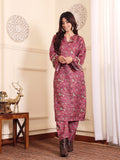 Varanga Women Mauve Floral Printed Pashmina Straight Kurta Paired With Bottom