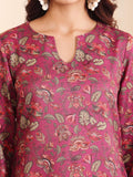 Varanga Women Mauve Floral Printed Pashmina Straight Kurta Paired With Bottom