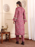 Varanga Women Mauve Floral Printed Pashmina Straight Kurta Paired With Bottom