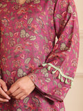 Varanga Women Mauve Floral Printed Pashmina Straight Kurta Paired With Bottom