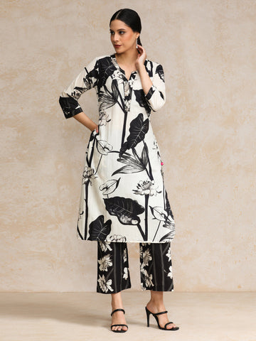 Floral Printed Apple Hem Kurta With Trouser