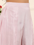 Varanga Women Pink Pure Silk Gotta And Mirror Work Kaftan With Tulip Pants