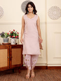 Varanga Women Pink Pure Silk Gotta And Mirror Work Kaftan With Tulip Pants