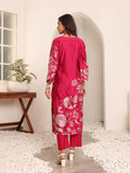 Varanga Women Fuchsia Pink Floral Printed Gota Detail Flared Sleeve Kurta With Solid Trouser And Dupatta