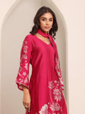 Varanga Women Fuchsia Pink Floral Printed Gota Detail Flared Sleeve Kurta With Solid Trouser And Dupatta