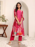 Varanga Women Fuschia Pink Abstract Printed Straight Kurta With Trousers