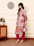 Varanga Women Grey Ethnic Floral Printed Gota Embellished Kurta With Solid Trouser.