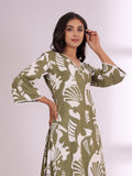 Varanga Women Bold Abstract Printed V Neck Flared Sleeve Kurta With Trouser