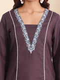 Zari Embroidered Violet Flared Sleeve Kurta With Trouser