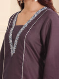 Zari Embroidered Violet Flared Sleeve Kurta With Trouser