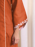 Zari Embroidered Rust Flared Sleeve Kurta With Trouser