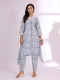 Varanga Women Ethnic Floral Printed V Neck A Line Kurta With Trouser