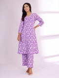 Varanga Women Ethnic Floral Printed V Neck A Line Kurta With Trouser