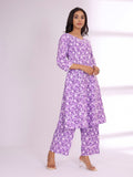 Varanga Women Ethnic Floral Printed V Neck A Line Kurta With Trouser