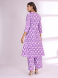 Varanga Women Ethnic Floral Printed V Neck A Line Kurta With Trouser