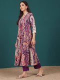 Varanga Women Paisely Printed V Neck Panelled Flared Kurta With Trouser