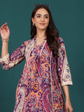 Varanga Women Paisely Printed V Neck Panelled Flared Kurta With Trouser