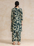 Tropical Printed V Neck Puff Sleeve Kurta With Trouser
