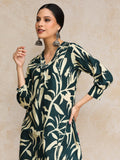 Tropical Printed V Neck Puff Sleeve Kurta With Trouser