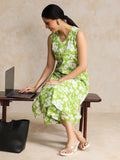 Floral Printed V Neck Sleeveless Kurta With Palazzo