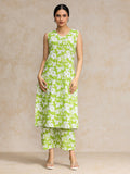 Floral Printed V Neck Sleeveless Kurta With Palazzo